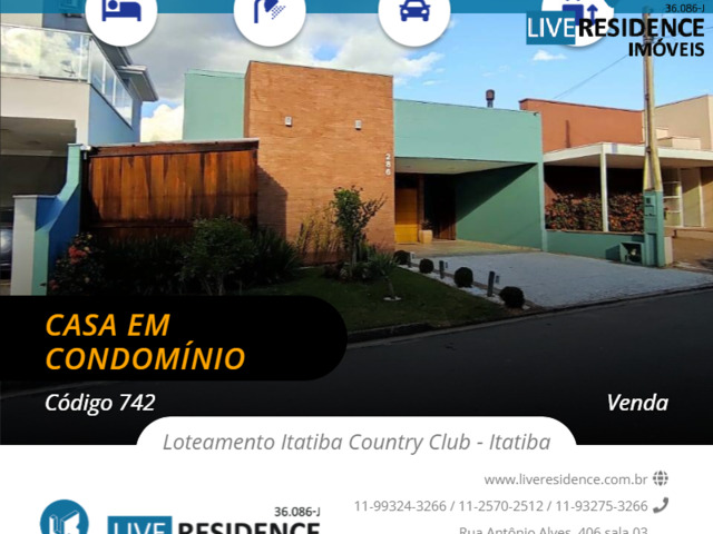 #742 - Casa em condomínio para Venda em Itatiba - SP - 1