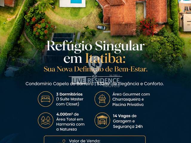 #7867 - Casa em condomínio ou Chácara para Venda em Itatiba - SP