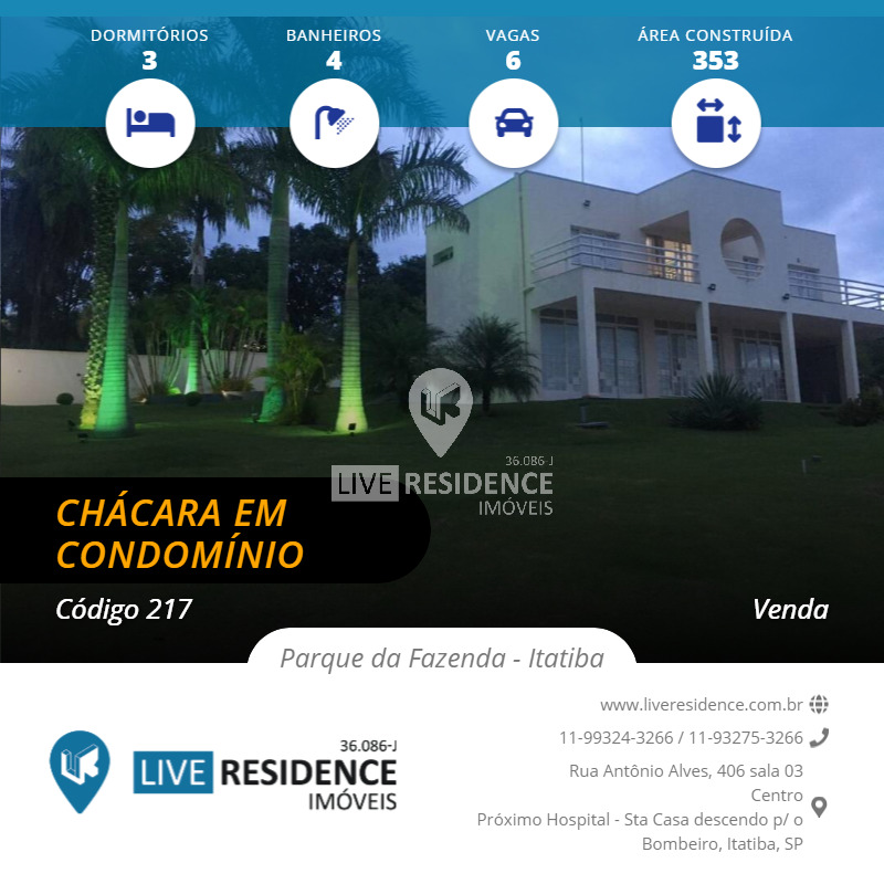Live Residence Casas à venda no Parque da Fazenda, Itatiba - SP