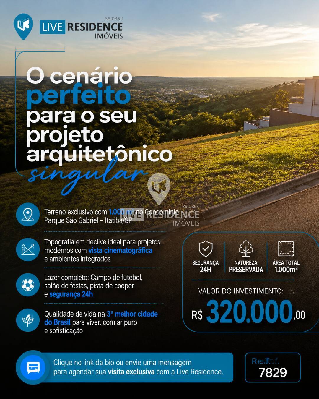 Terreno com 1.000 m² à venda no condomínio Parque São Gabriel!