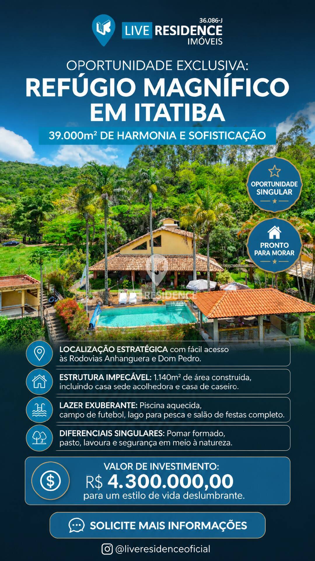 Louveira a Itatiba SP Sítio 39000m²